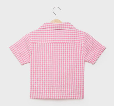 Checks Cotton Collared Girls Top