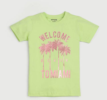 Graphic Print Cotton Round Neck Girls T-Shirt