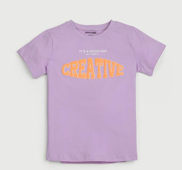 Typographic Cotton Round Neck Girls T-Shirt