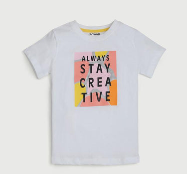 Graphic Print Cotton Round Neck Girls T-Shirt