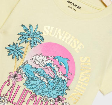 Printed Cotton Round Neck Girls T-Shirt