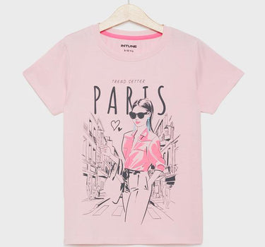 Printed Cotton Round Neck Girls T-Shirt