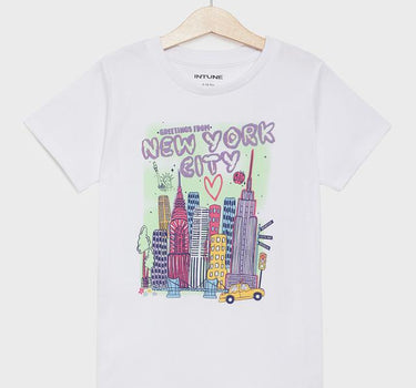 Printed Cotton Round Neck Girls T-Shirt