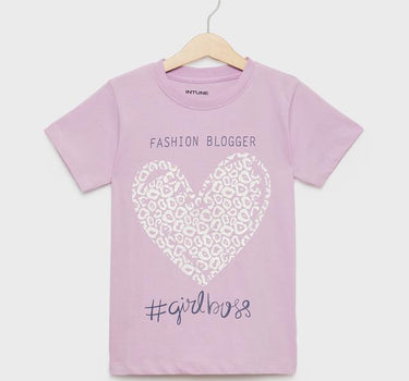 Printed Cotton Round Neck Girls T-Shirt