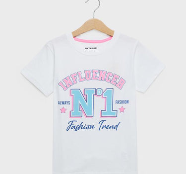 Printed Cotton Round Neck Girls T-Shirt