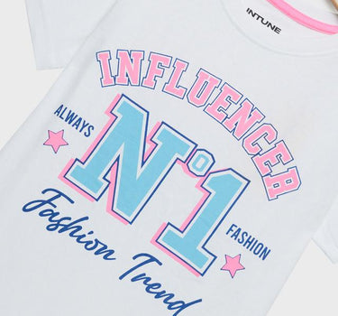 Printed Cotton Round Neck Girls T-Shirt