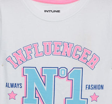 Printed Cotton Round Neck Girls T-Shirt