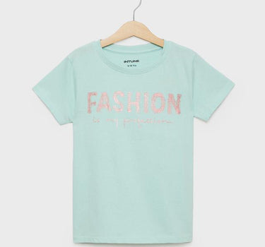 Printed Cotton Round Neck Girls T-Shirt