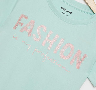 Printed Cotton Round Neck Girls T-Shirt