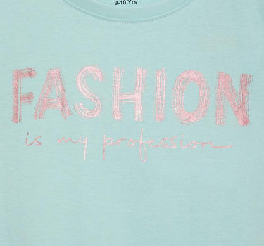 Printed Cotton Round Neck Girls T-Shirt