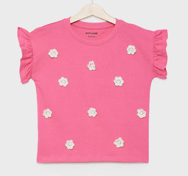 Embroidered Cotton Round Neck Girls T-Shirt