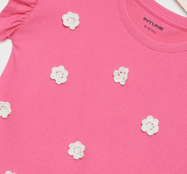 Embroidered Cotton Round Neck Girls T-Shirt