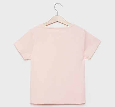 Textured Poly Cotton Round Neck Girls T-Shirt