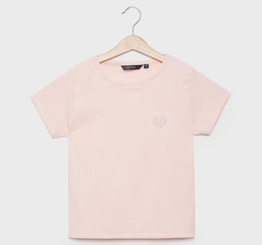 Textured Poly Cotton Round Neck Girls T-Shirt