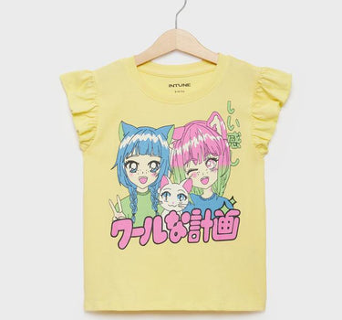 Printed Cotton Round Neck Girls T-Shirt