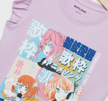 Printed Cotton Round Neck Girls T-Shirt