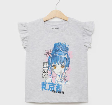 Printed Cotton Round Neck Girls T-Shirt