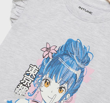 Printed Cotton Round Neck Girls T-Shirt