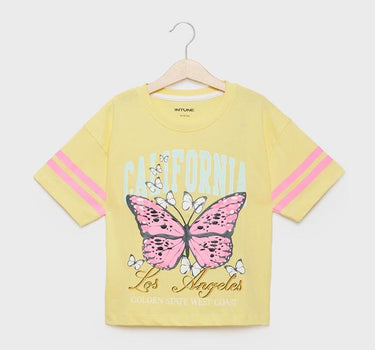 Printed Cotton Round Neck Girls T-Shirt