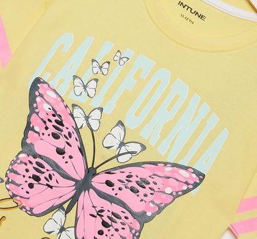 Printed Cotton Round Neck Girls T-Shirt