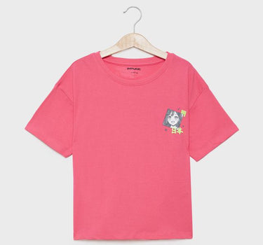 Printed Cotton Round Neck Girls T-Shirt