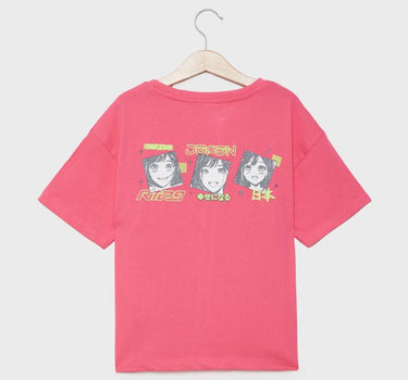 Printed Cotton Round Neck Girls T-Shirt