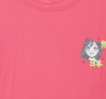 Printed Cotton Round Neck Girls T-Shirt