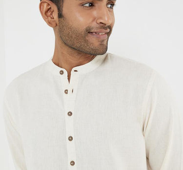 Solid Cotton Collared Men's Festive Wear Kurta