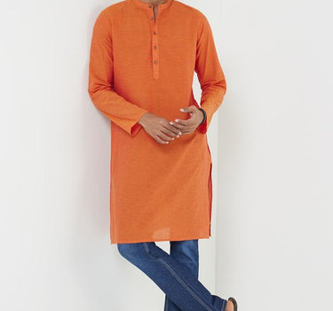 Solid Cotton Collared Men's Festive Wear Kurta