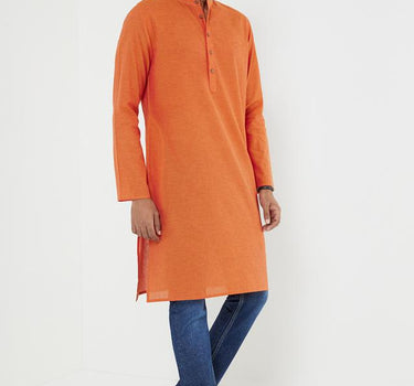 Solid Cotton Collared Men's Festive Wear Kurta