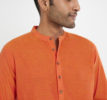 Solid Cotton Collared Men's Festive Wear Kurta