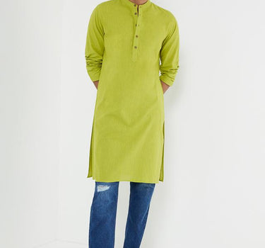 Solid Cotton Collared Men's Festive Wear Kurta