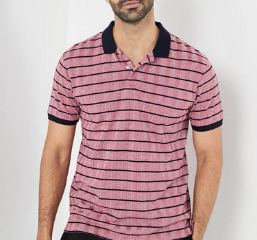 Stripes Cotton Blend Collared Men's T-Shirt