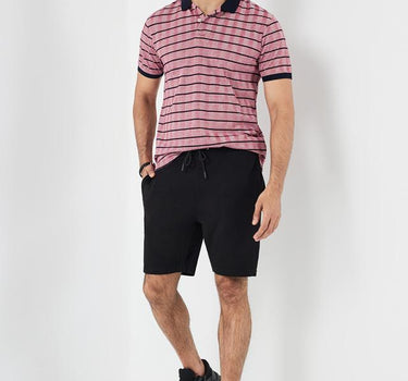 Stripes Cotton Blend Collared Men's T-Shirt