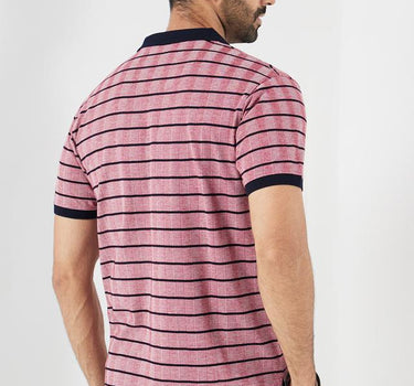 Stripes Cotton Blend Collared Men's T-Shirt