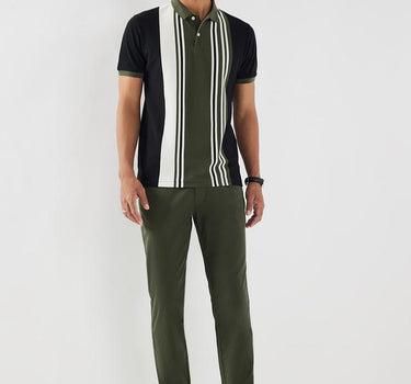 Stripes Cotton Blend Collared Men's T-Shirt