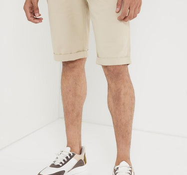 Solid Cotton Button Men's Shorts