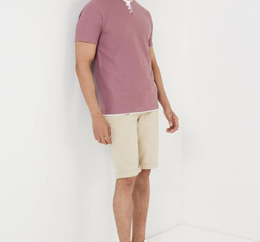 Solid Cotton Button Men's Shorts