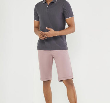 Solid Cotton Button Men's Shorts