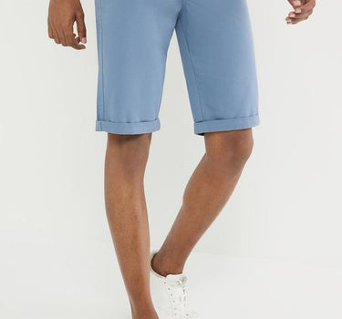 Solid Cotton Button Men's Shorts