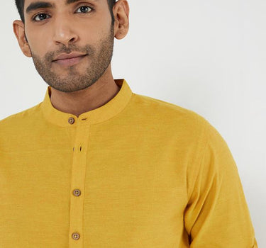 Solid Cotton Collared Men's Festive Wear Kurta