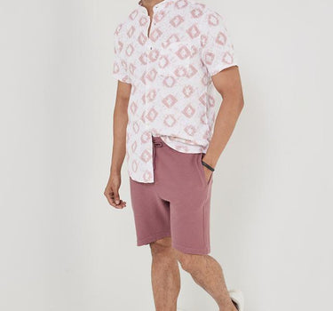 Structured Cotton Blend Elastic And Drawstring Men's Shorts