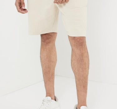 Solid Cotton Blend Elastic And Drawstring Men's Shorts