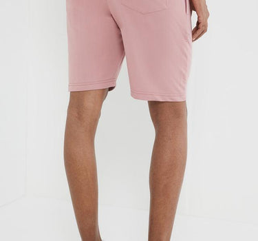 Solid Cotton Blend Elastic And Drawstring Men's Shorts