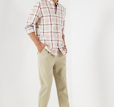 Solid Cotton Relaxed Fit Men's Trousers