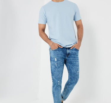 Solid Cotton Tapered Fit Men's Jeans