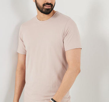 Solid Cotton Round Neck Men's T-Shirt