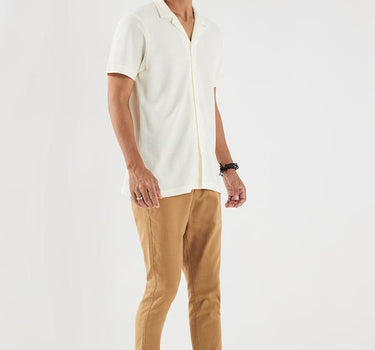 Textured Cotton Regular Fit Men's Trousers