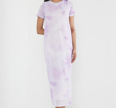 Tie & Dye Round Neck Cotton Women's Ankle Length Dress