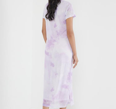 Tie & Dye Round Neck Cotton Women's Ankle Length Dress